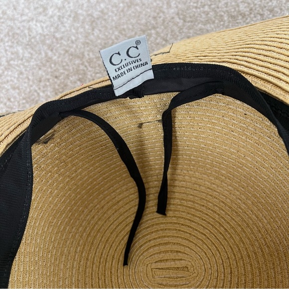 CC Here Comes the Sun Wide Brim Floppy Sun Straw Tan Vacation Hat - Picture 6 of 7